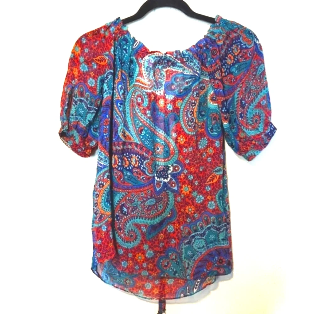 Moda International 100% Silk Beaded Sequined Peasant Blouse Size XS - Picture 13 of 13